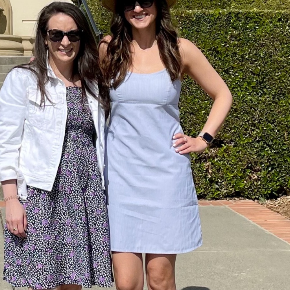 Brandy Melville Arianna Cotton Light Blue Spaghetti strap striped Mini Dress